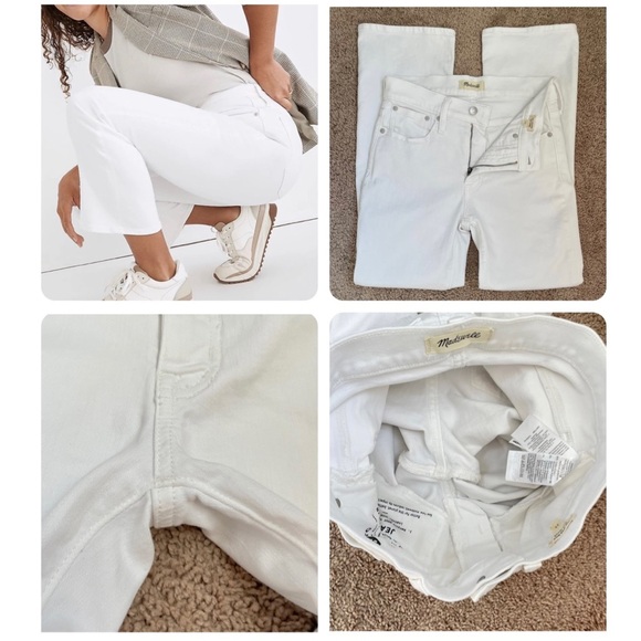 Madewell Mid-Rise Kick Out Crop Jeans in Pure White Style NI961 Size 25 - Picture 9 of 16